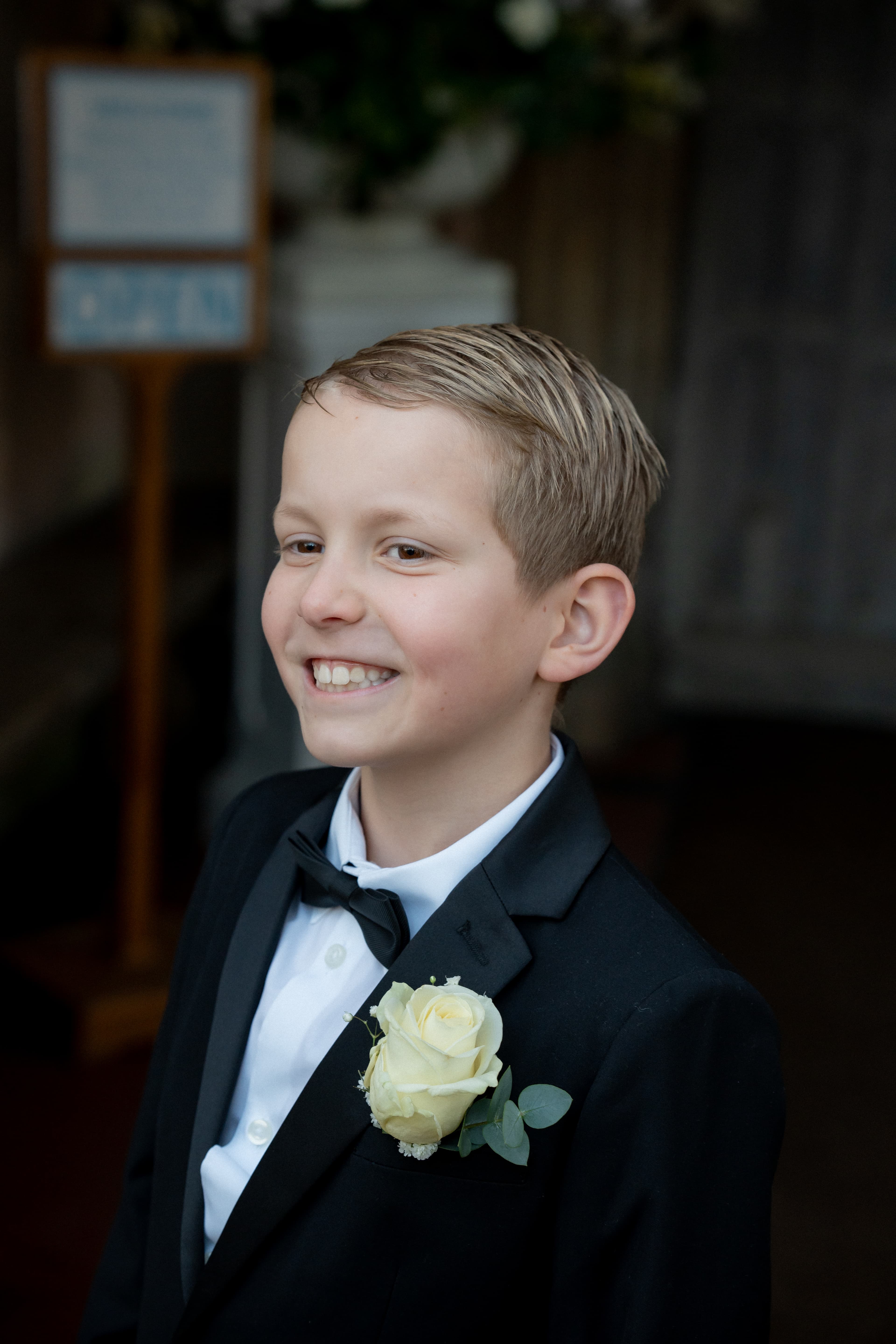 Page boy Henry portrait in natural wedding photography style