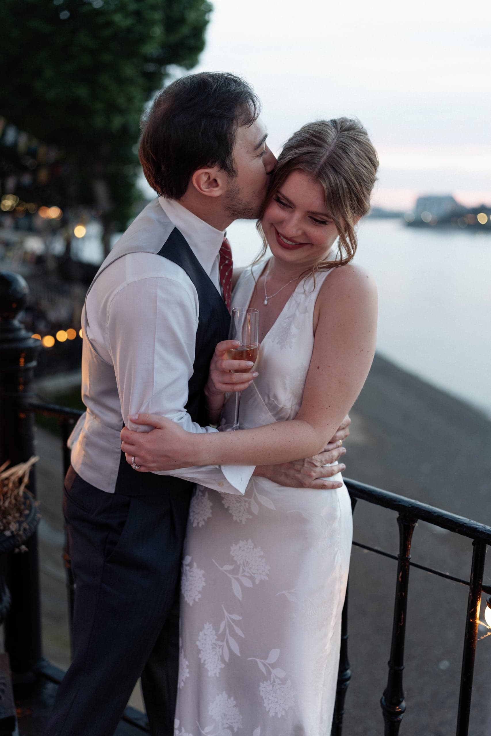 Sarah and Teddy at their Trafalgar Tavern wedding